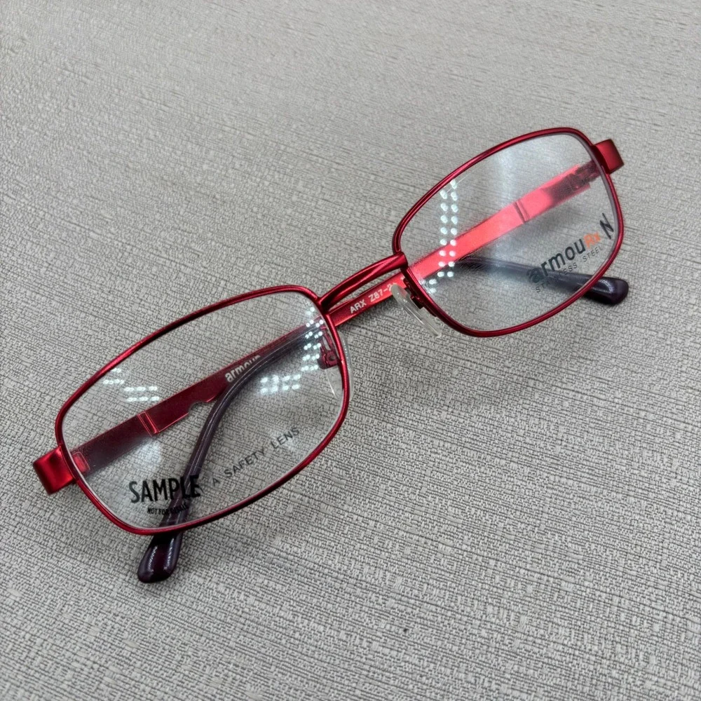 Armourx 7014 BRG Red Stainless Steel Safety Eyeglass Frames Z87-2+ 53-18-135